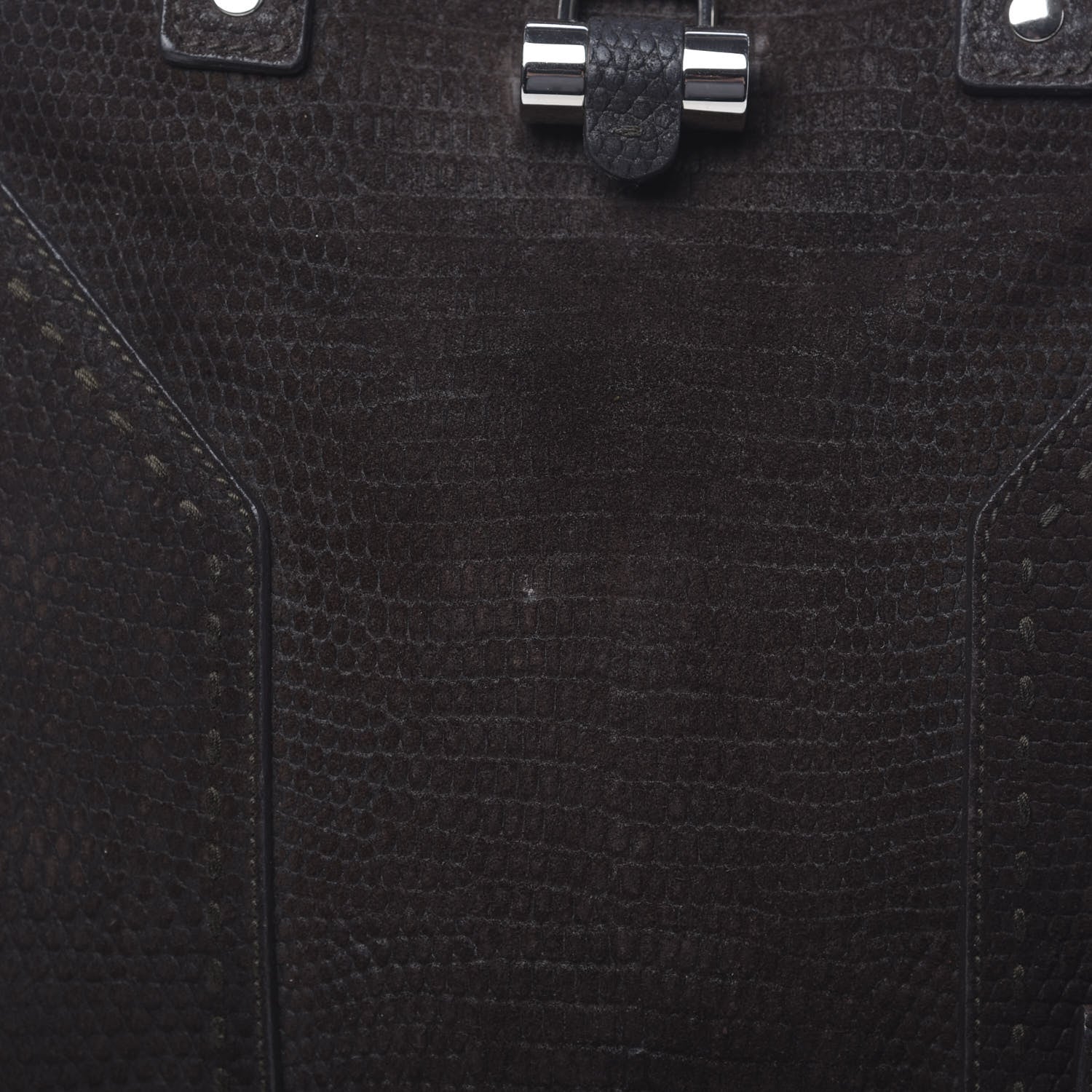 Saint Laurent Nubuck Lizard Embossed Oversized Muse Brown 9 of 11