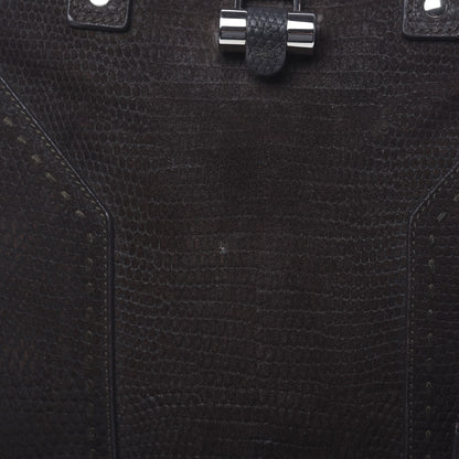 Saint Laurent Nubuck Lizard Embossed Oversized Muse Brown 9 of 11