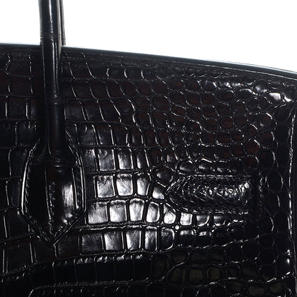 Hermes Matte Porosus Crocodile Birkin 35 Black 5 of 30
