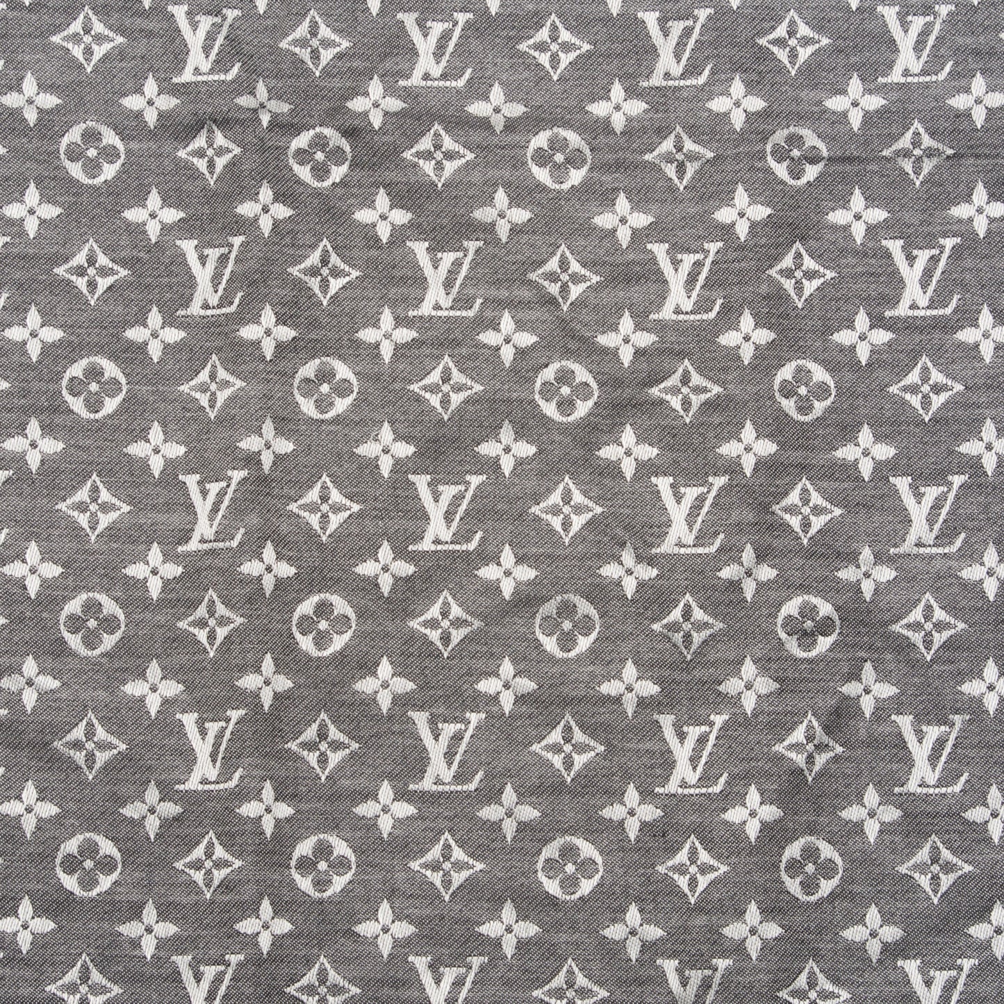 Wool Silk Monogram Denim Shawl Black