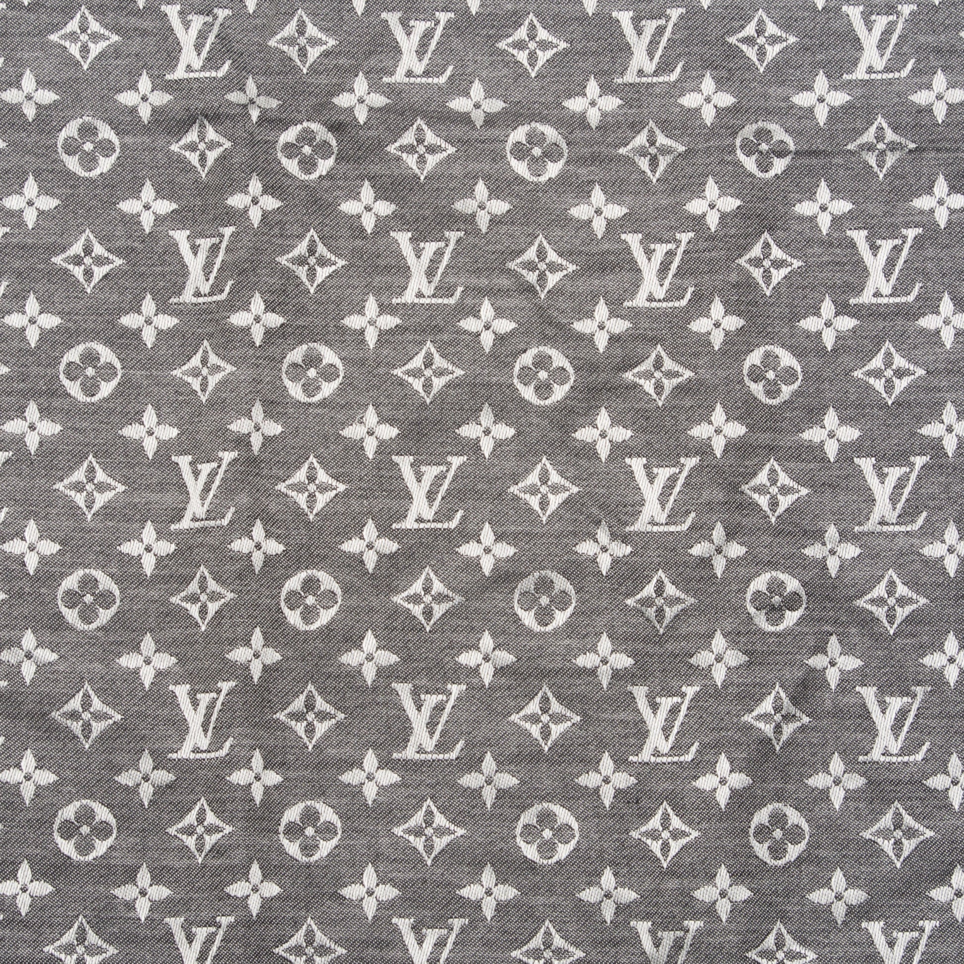 Louis Vuitton Wool Silk Monogram Denim Shawl Black 1 of 8