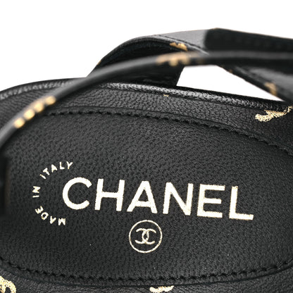 Chanel Printed Lambskin CC Platform Pumps 37.5 Black Gold 9 of 11