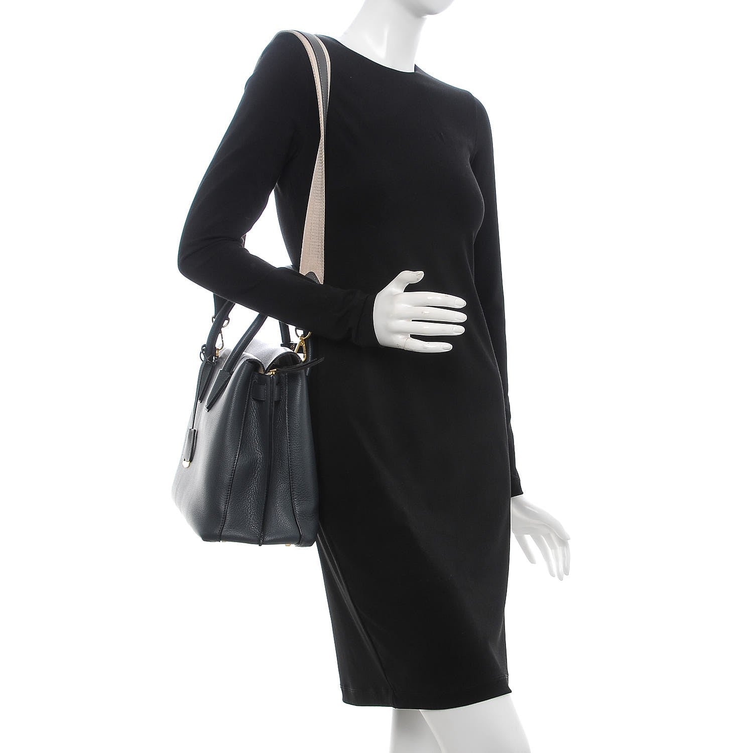 MCM Grained Calfskin Medium Milla Tote Phantom Grey 2 of 13