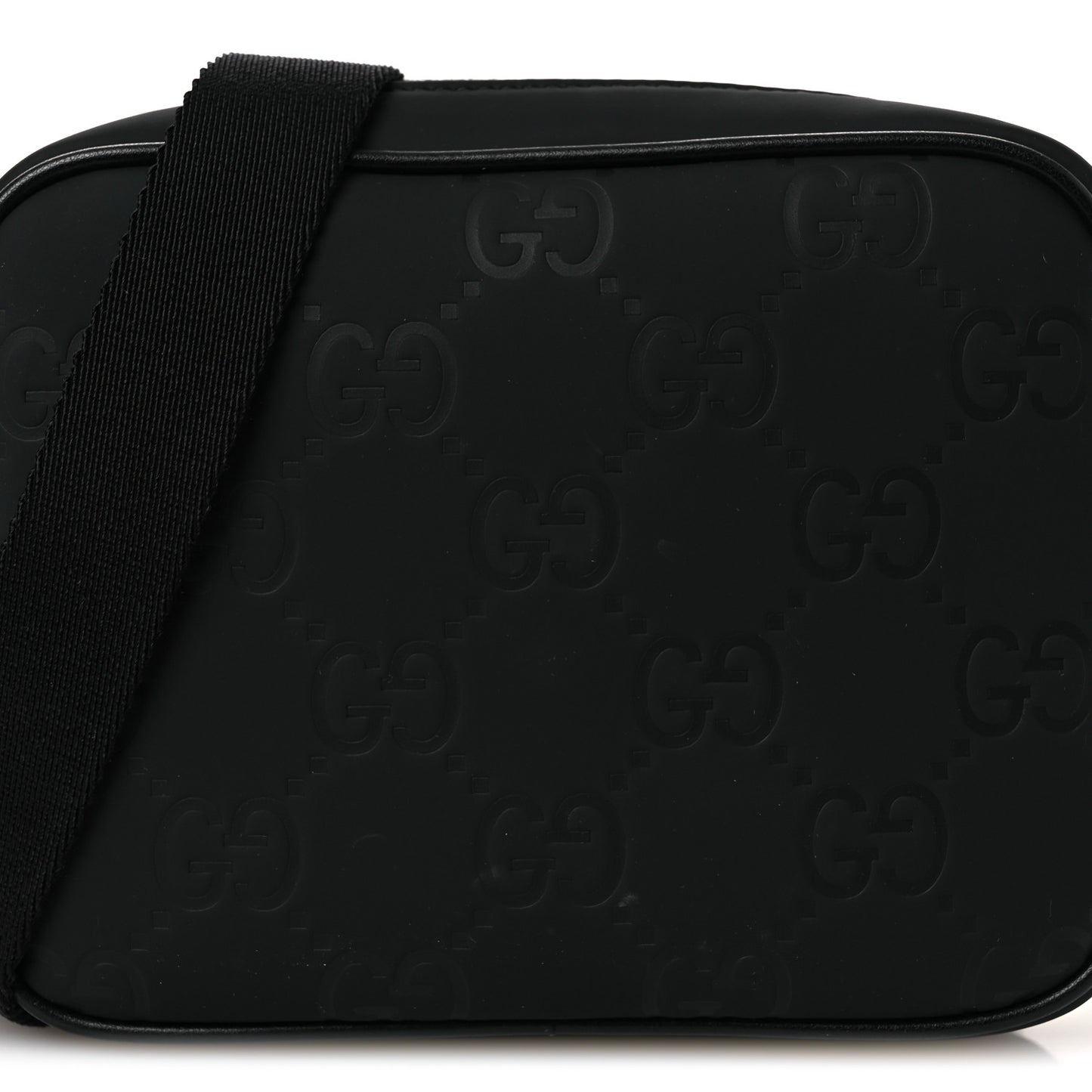 Rubber Effect Monogram GG Crossbody Bag Black
