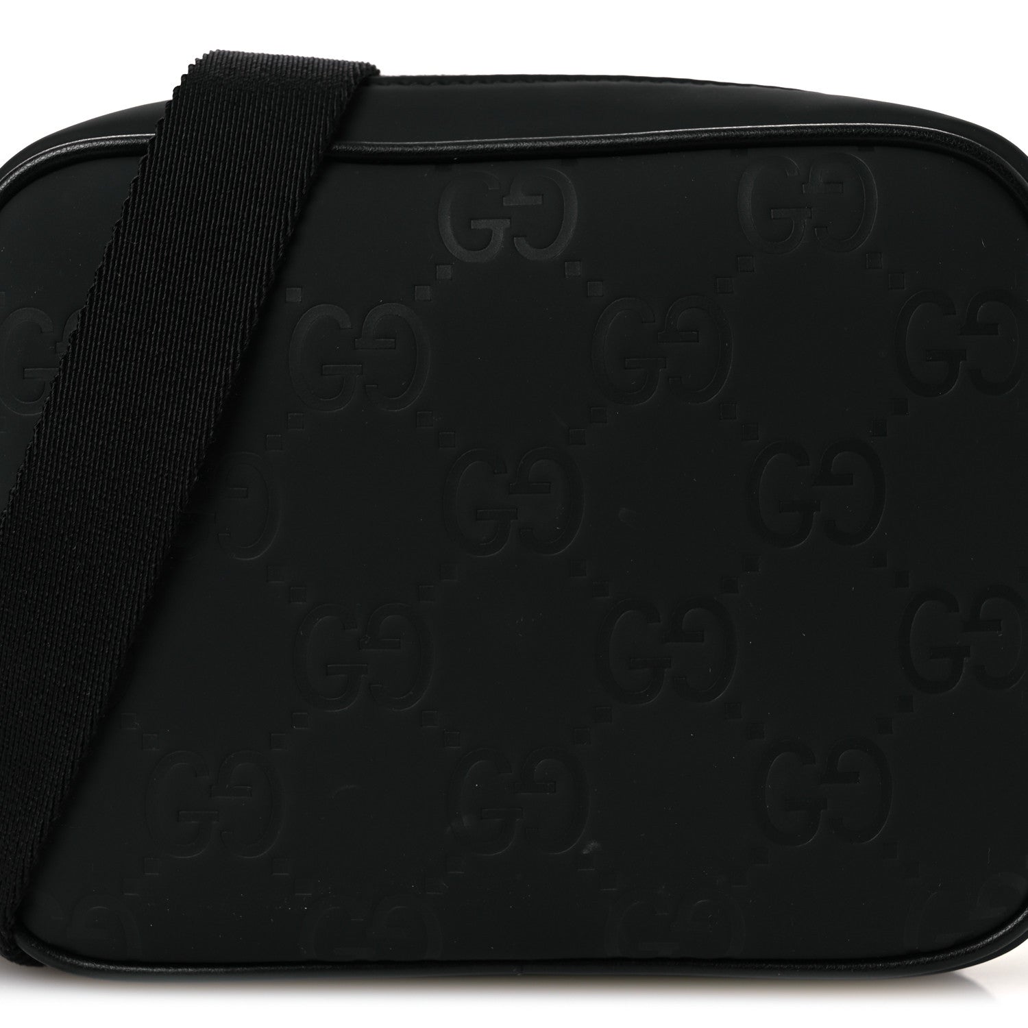 Gucci Rubber Effect Monogram GG Crossbody Bag Black 8 of 11