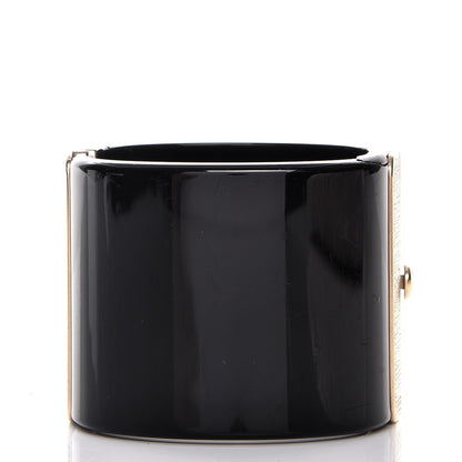 Chanel Resin Quilted CC Cuff Black Gold 3 of 6