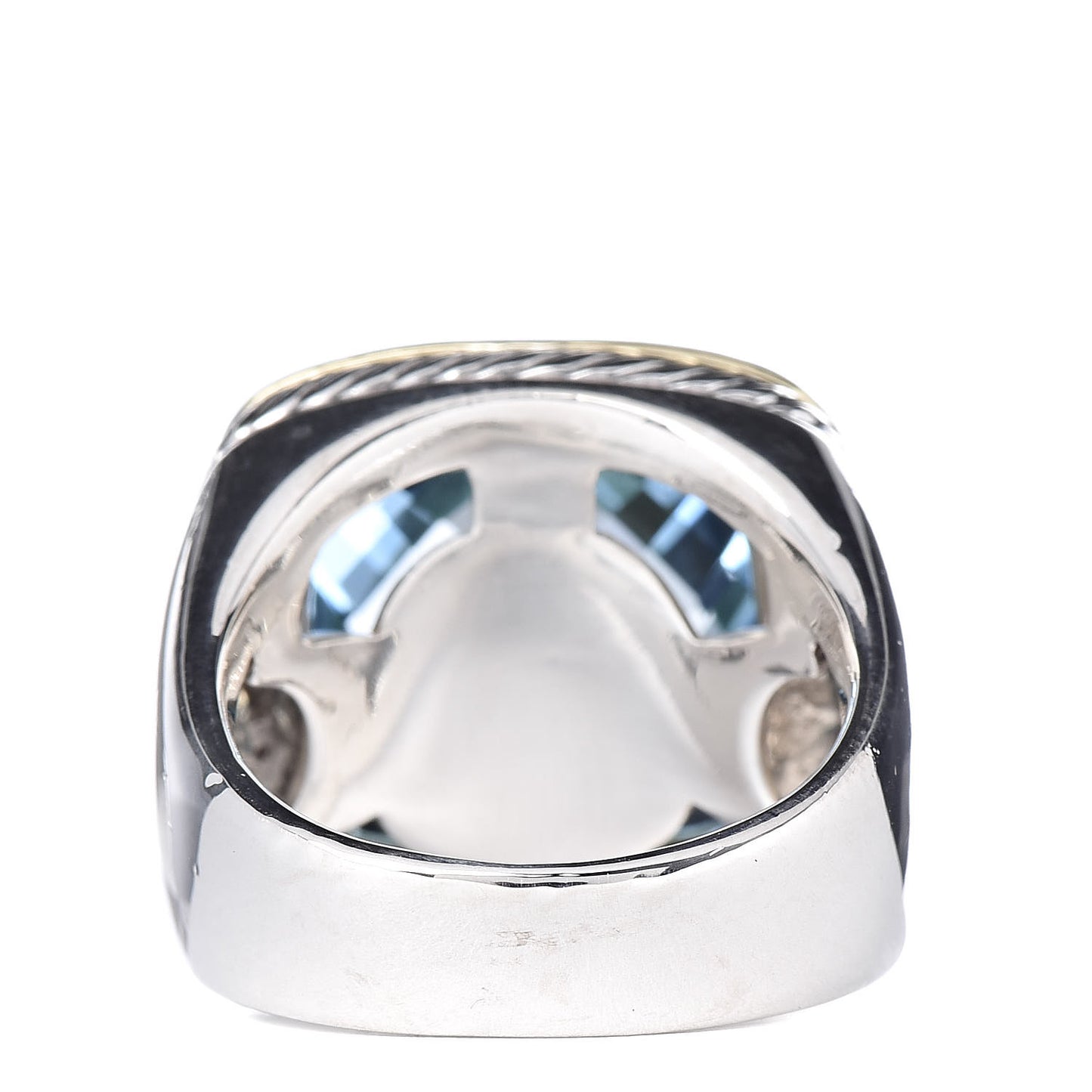 Sterling Silver 18K Yellow Gold Blue Topaz 14mm Albion Statement Ring 53 6.25