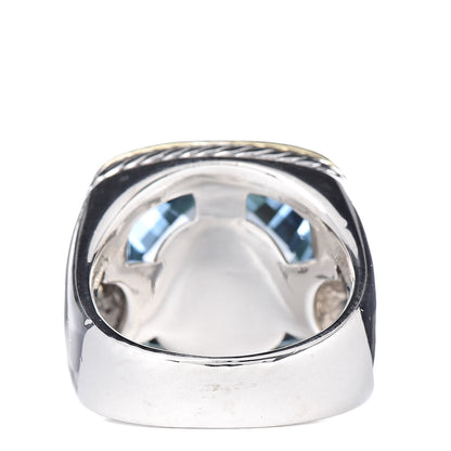 David Yurman Sterling Silver 18K Yellow Gold Blue Topaz 14mm Albion Statement Ring 53 6.25 4 of 5