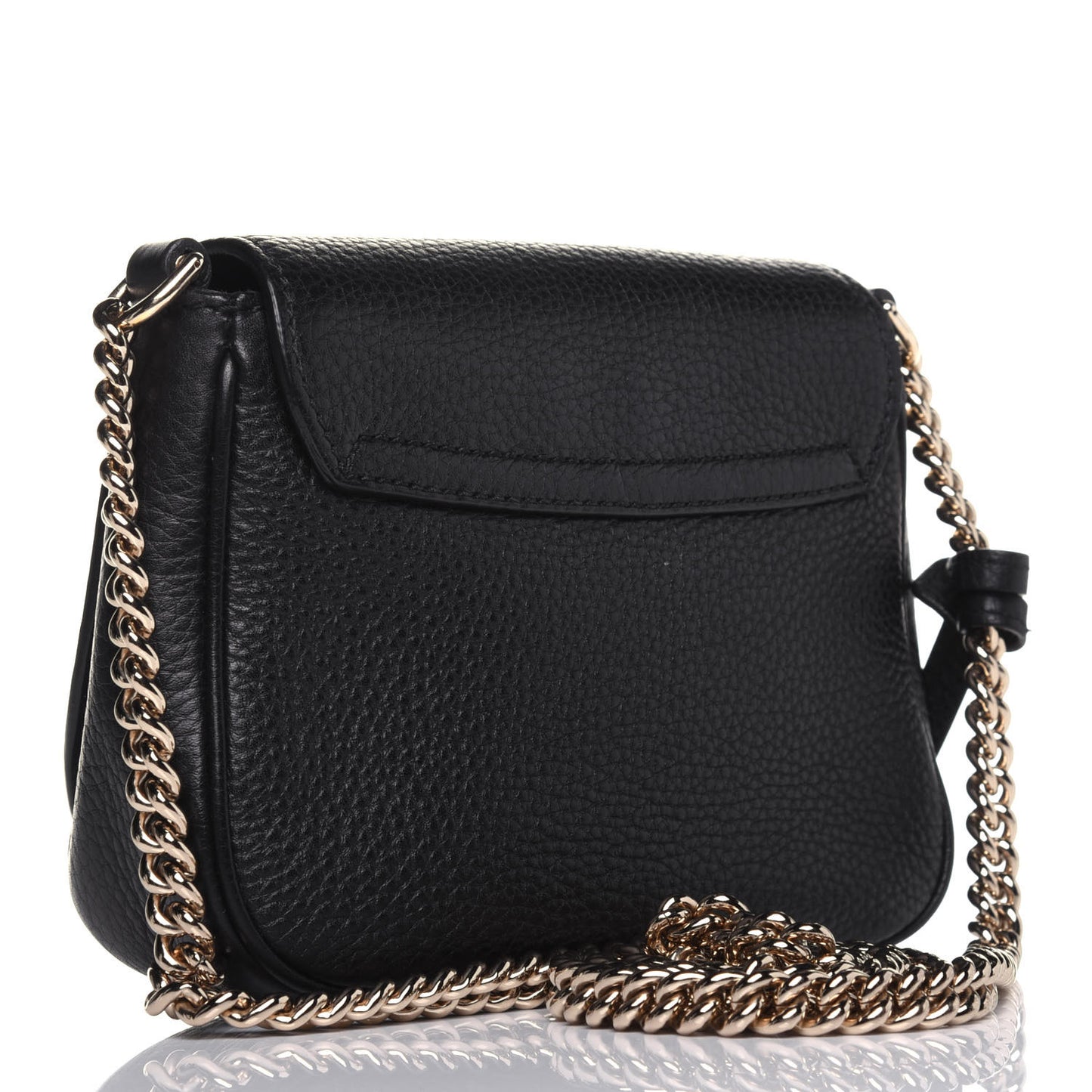 Pebbled Calfskin Small Soho Flap Crossbody Black