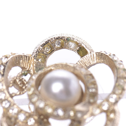Chanel Crystal Pearl Camellia Earrings Gold 5 of 8