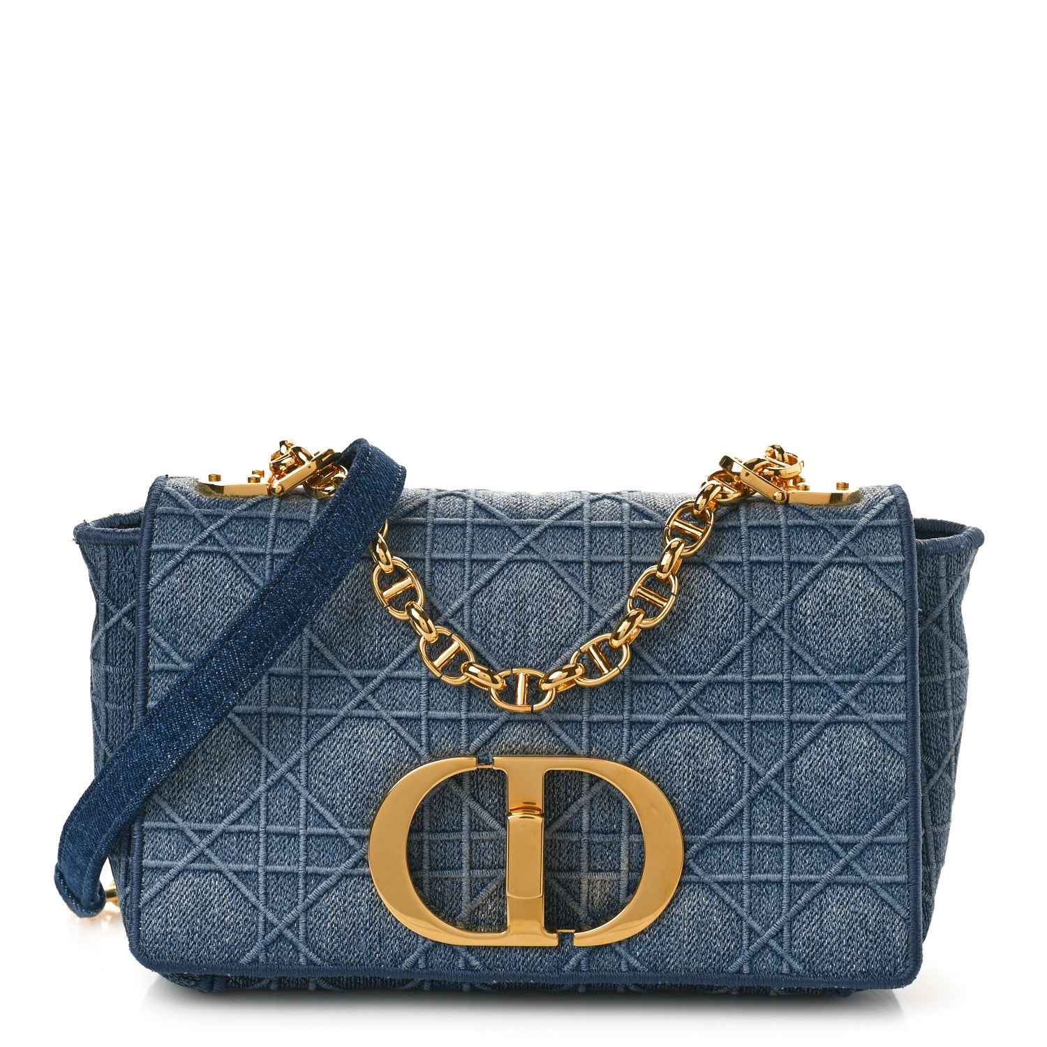 Christian Dior CHRISTIAN DIOR Denim Cannage Small Caro Bag Blue 1 of 9