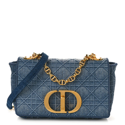 Christian Dior CHRISTIAN DIOR Denim Cannage Small Caro Bag Blue 1 of 9