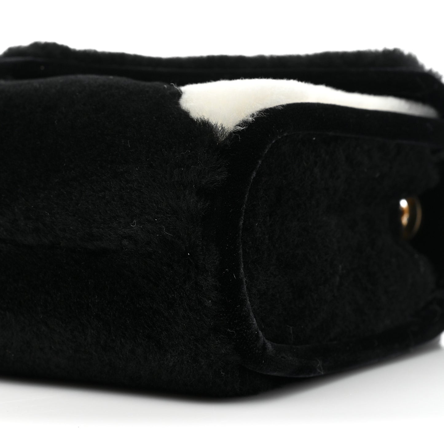 Shearling Checkered Flap Bag Black White