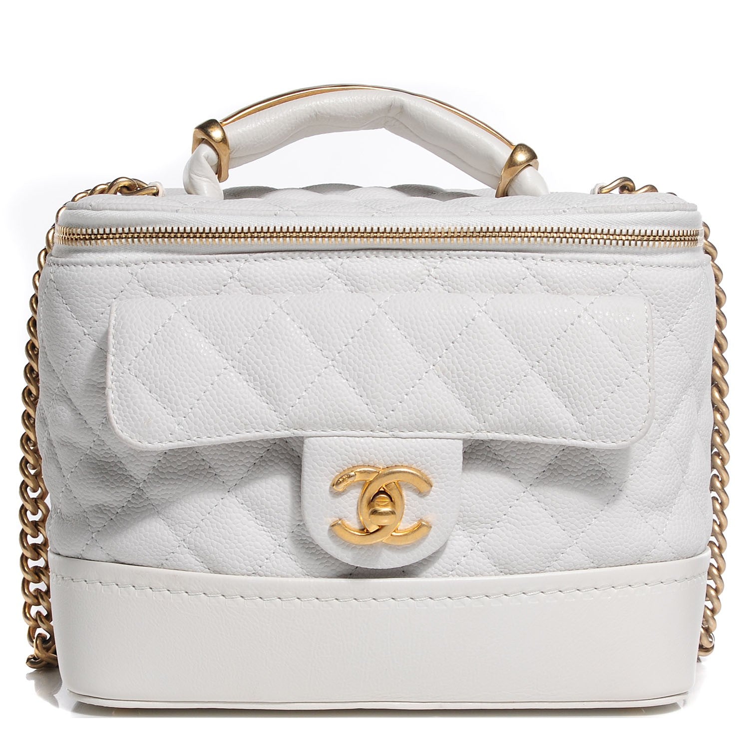 Chanel Iridescent Grained Calfskin Globe Trotter Vanity Case White 1 of 9