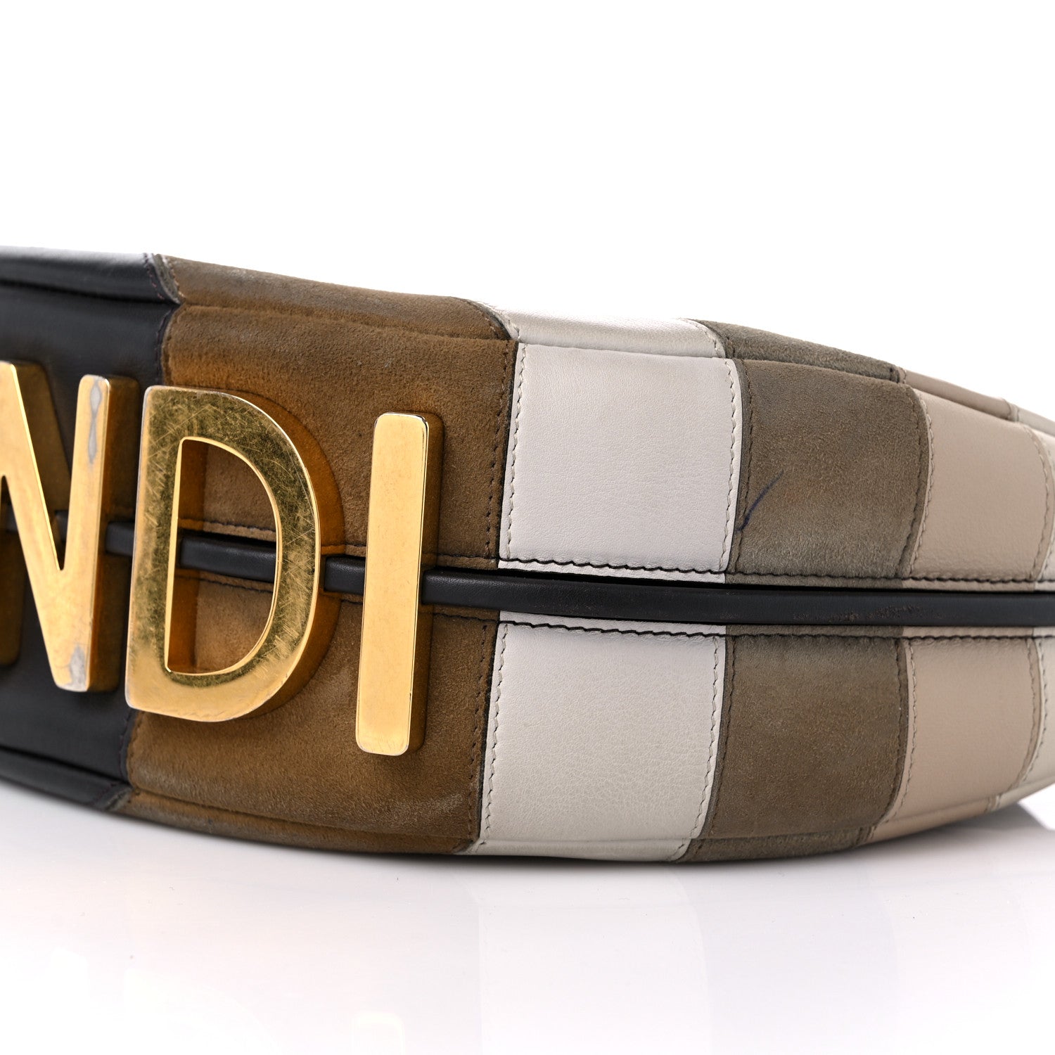 Fendi Vitello Seta Goatskin Suede Rainbow Inlay Small Fendigraphy Hobo Bag Grigio Multicolor Ebano 9 of 15