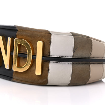 Fendi Vitello Seta Goatskin Suede Rainbow Inlay Small Fendigraphy Hobo Bag Grigio Multicolor Ebano 9 of 15