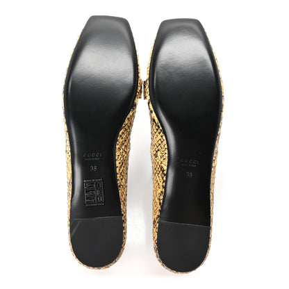 Gucci Snakeskin GG Bow Ballet Flats 38 Roccia 6 of 9