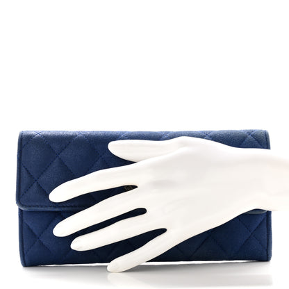 Chanel Iridescent Calfskin Quilted CC Large Gusset Flap Wallet Blue 2 of 15