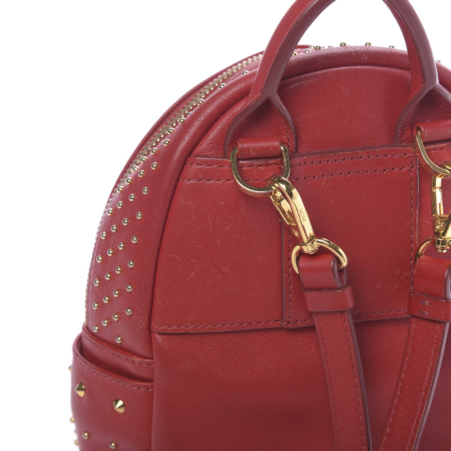 MCM Calfskin Stud X-Mini Stark Bebe Boo Backpack Red 9 of 15
