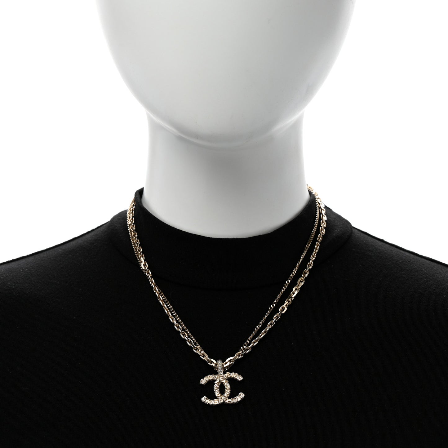 Crystal CC Multi Strand Chain Necklace Gold