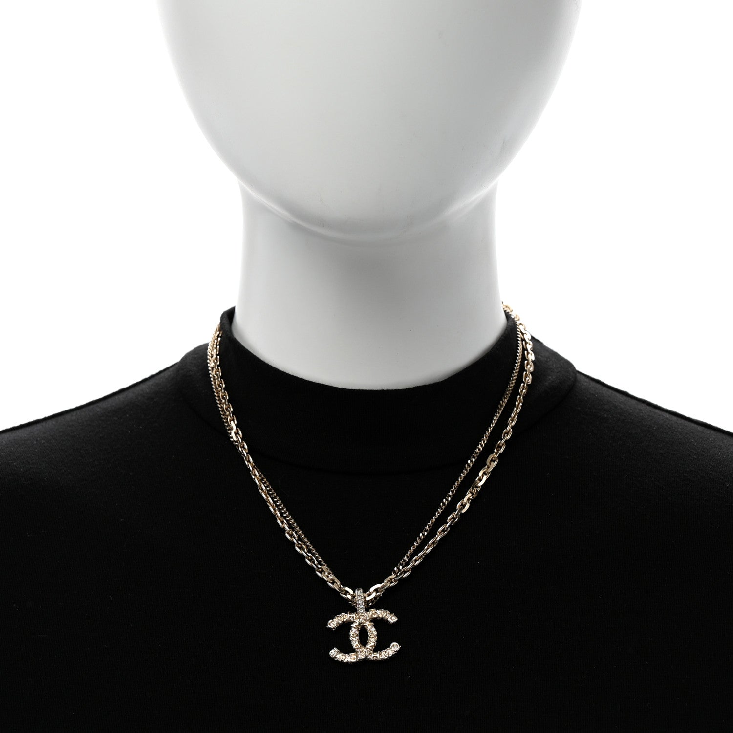 Chanel Crystal CC Multi Strand Chain Necklace Gold 2 of 6