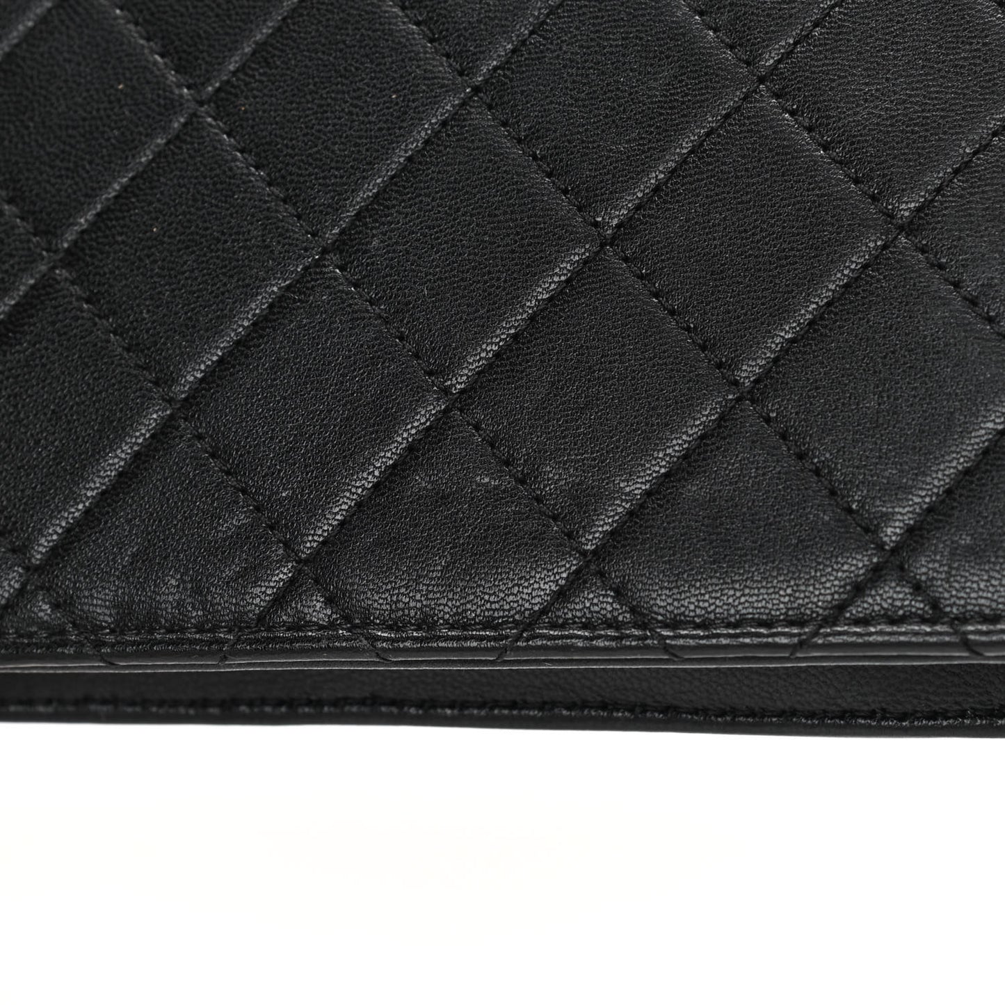 Goatskin Quilted Logo Small Chic Flap Black