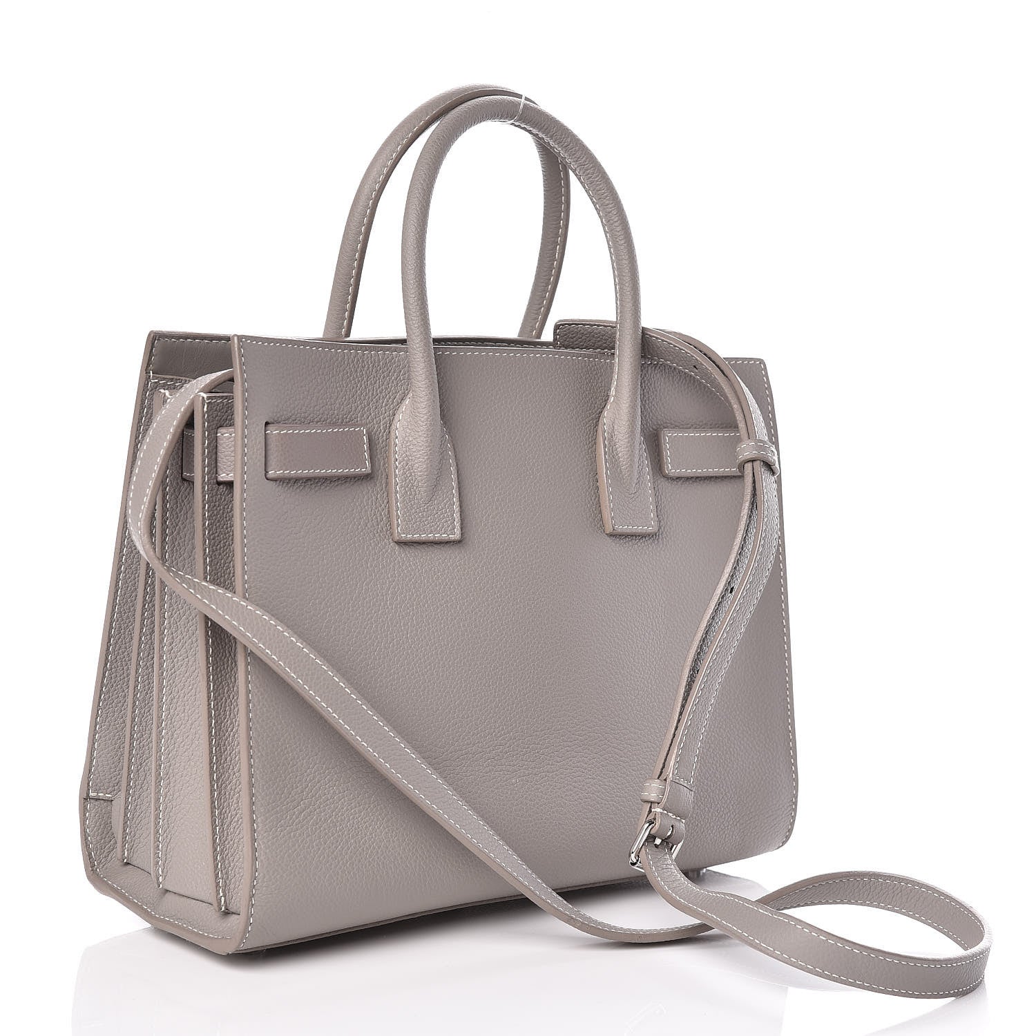 Saint Laurent Grained Calfskin Topstich Baby Sac De Jour Grey 3 of 8