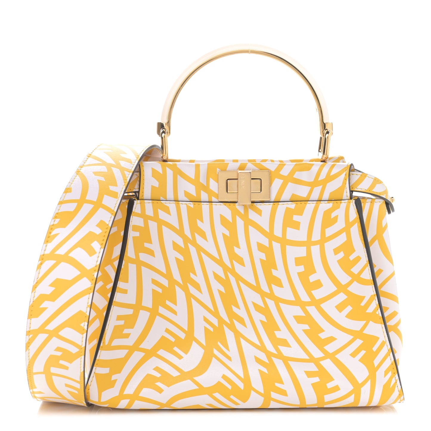 X SARAH COLEMAN Vitello Liberty Shiny Nappa Plexiglass FF Vertigo Mini Peekaboo Iconic Satchel Mimosa White