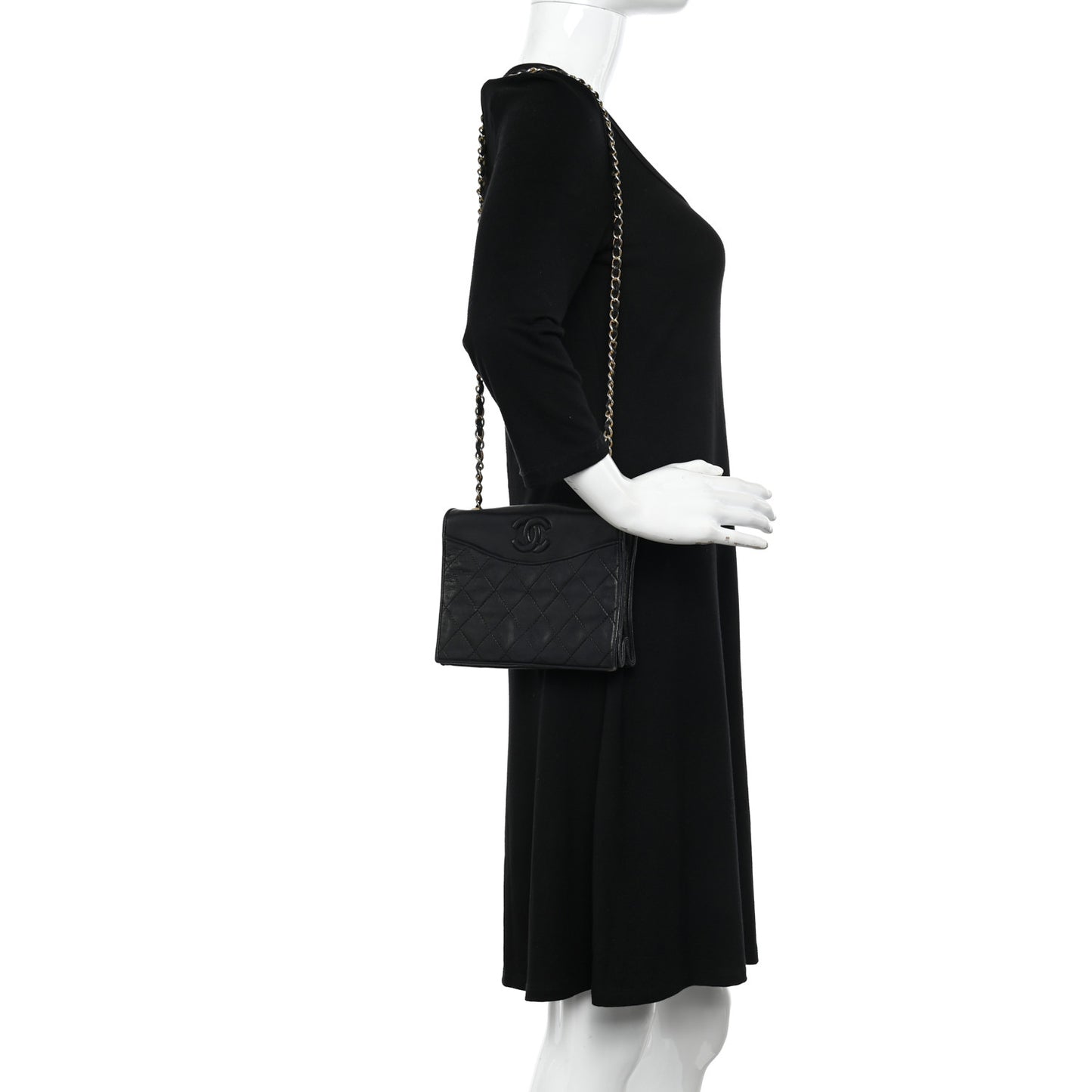 Lambskin Quilted CC Small Single Flap Black