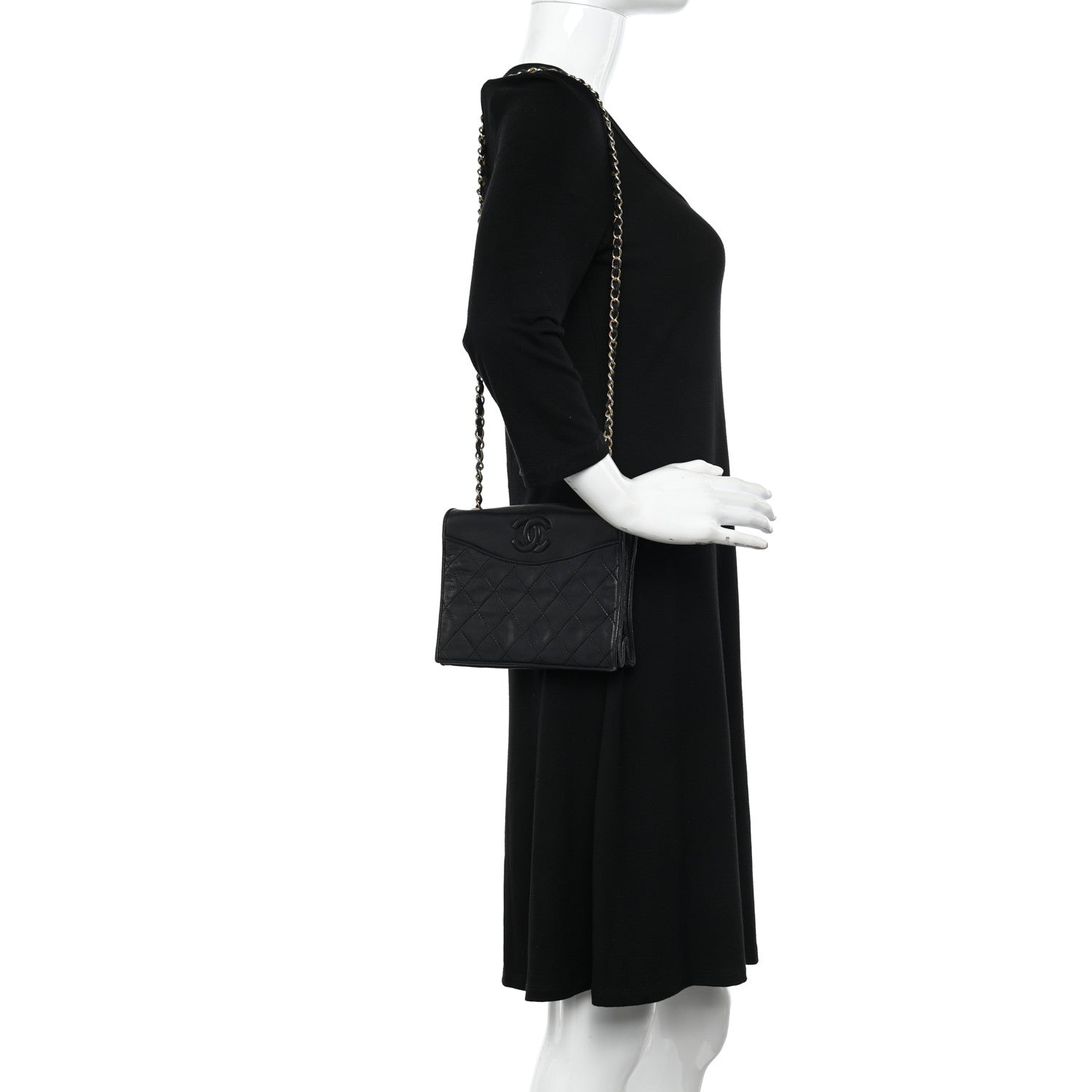 Chanel Lambskin Quilted CC Small Single Flap Black 2 of 13