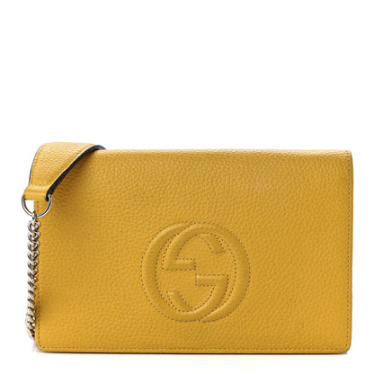 Gucci Pebbled Calfskin Soho Wallet on Chain New Buttercup 1 of 10