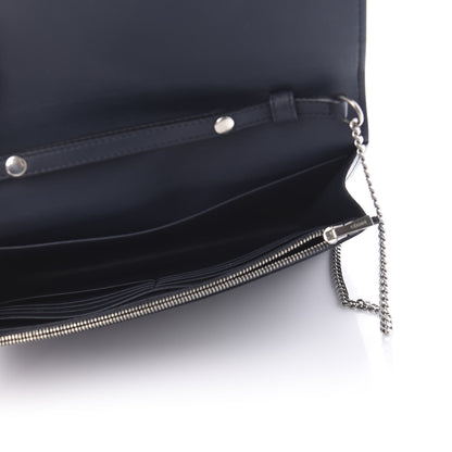 Celine Smooth Lambskin Frame Evening Chain Clutch Beige Black 5 of 9