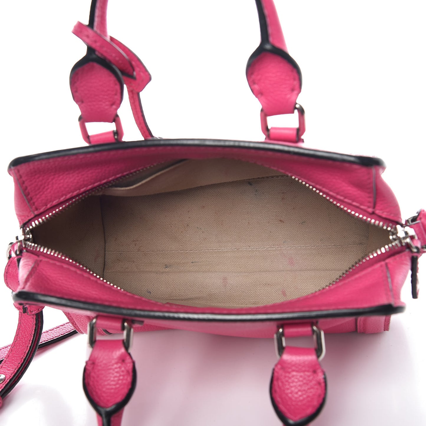 Grainy Calfskin Mini Padlock Zip Satchel Pink