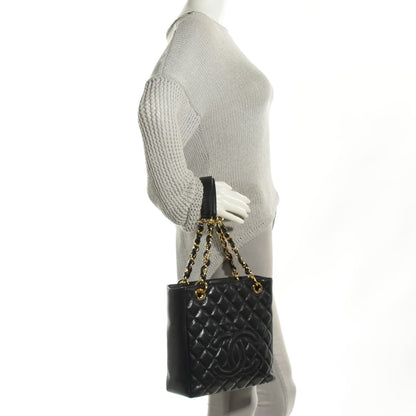 Chanel Caviar Quilted Petit Shopping Tote PST Black 2 of 9