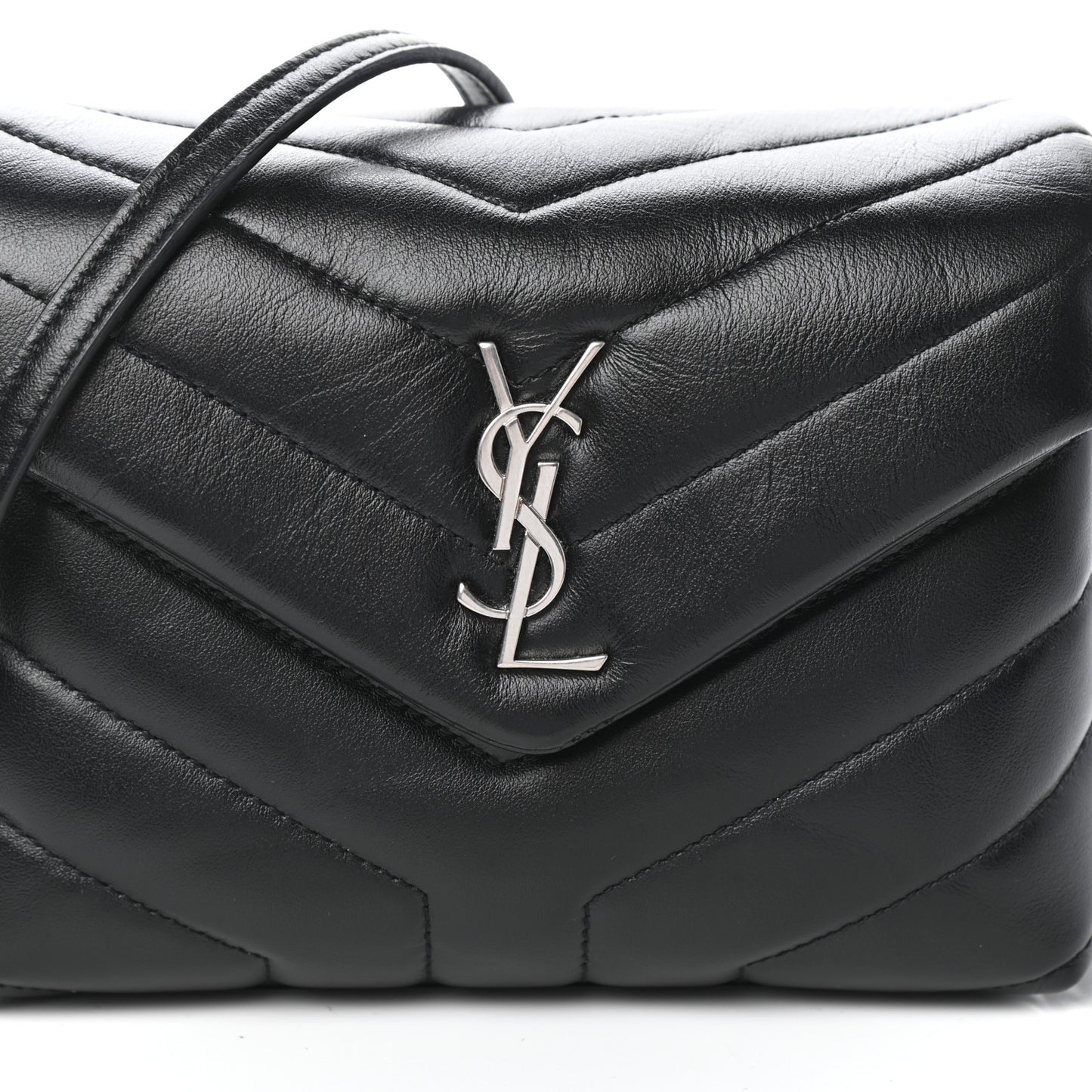 Calfskin Y Quilted Monogram Toy Loulou Crossbody Bag Black