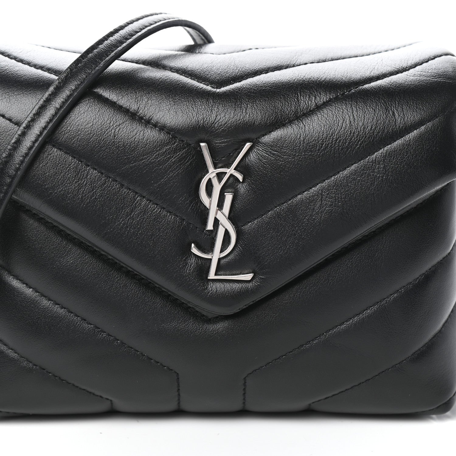 Saint Laurent Calfskin Y Quilted Monogram Toy Loulou Crossbody Bag Black 7 of 9