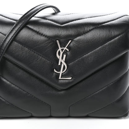 Saint Laurent Calfskin Y Quilted Monogram Toy Loulou Crossbody Bag Black 7 of 9