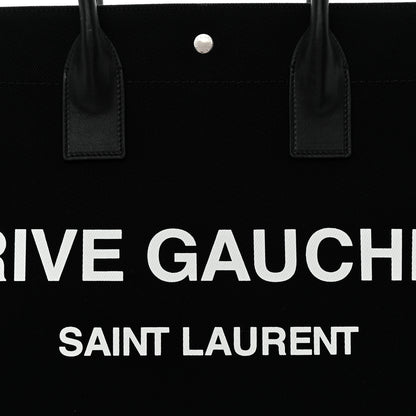 Saint Laurent Linen Calfskin Rive Gauche Tote Black 8 of 10