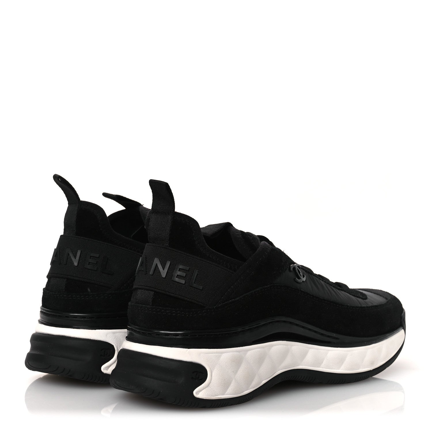 Chanel Velvet Calfskin Mixed Fibers CC Sneakers 37 Black 5 of 10