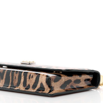Dolce & Gabbana Patent Leopard Print Mini Miss Sicily Chain Wallet Brown Black Red 9 of 10