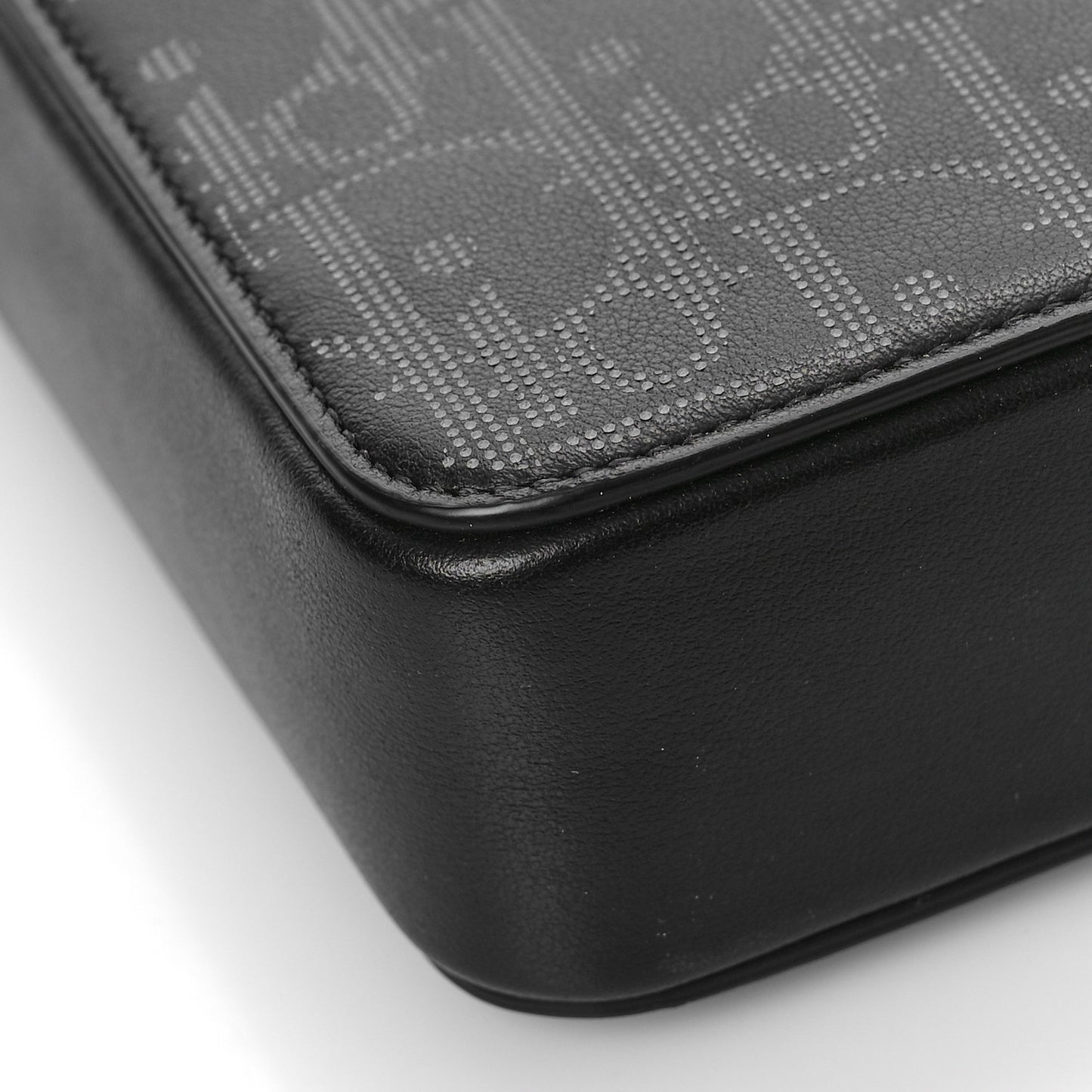 Calfskin Oblique Galaxy Perforated World Tour Messenger Pouch Black