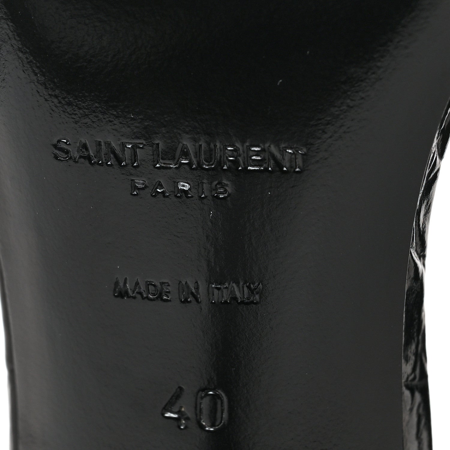 Saint Laurent Calfskin Crocodile Embossed Viper 90 Slingback Pumps 40 Black 6 of 8