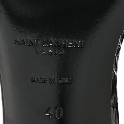 Saint Laurent Calfskin Crocodile Embossed Viper 90 Slingback Pumps 40 Black 6 of 8