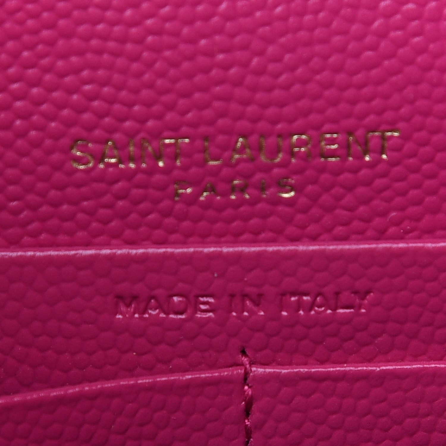 Saint Laurent Grain De Poudre Matelasse Chevron Monogram Envelope Chain Wallet Fresh Fuchsia 6 of 9