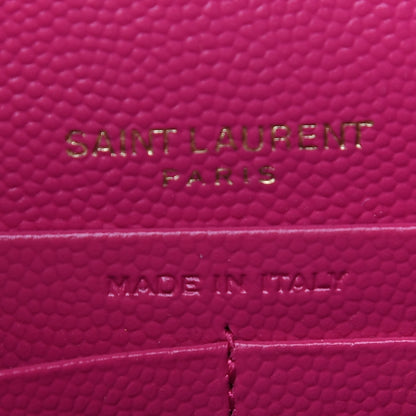 Saint Laurent Grain De Poudre Matelasse Chevron Monogram Envelope Chain Wallet Fresh Fuchsia 6 of 9