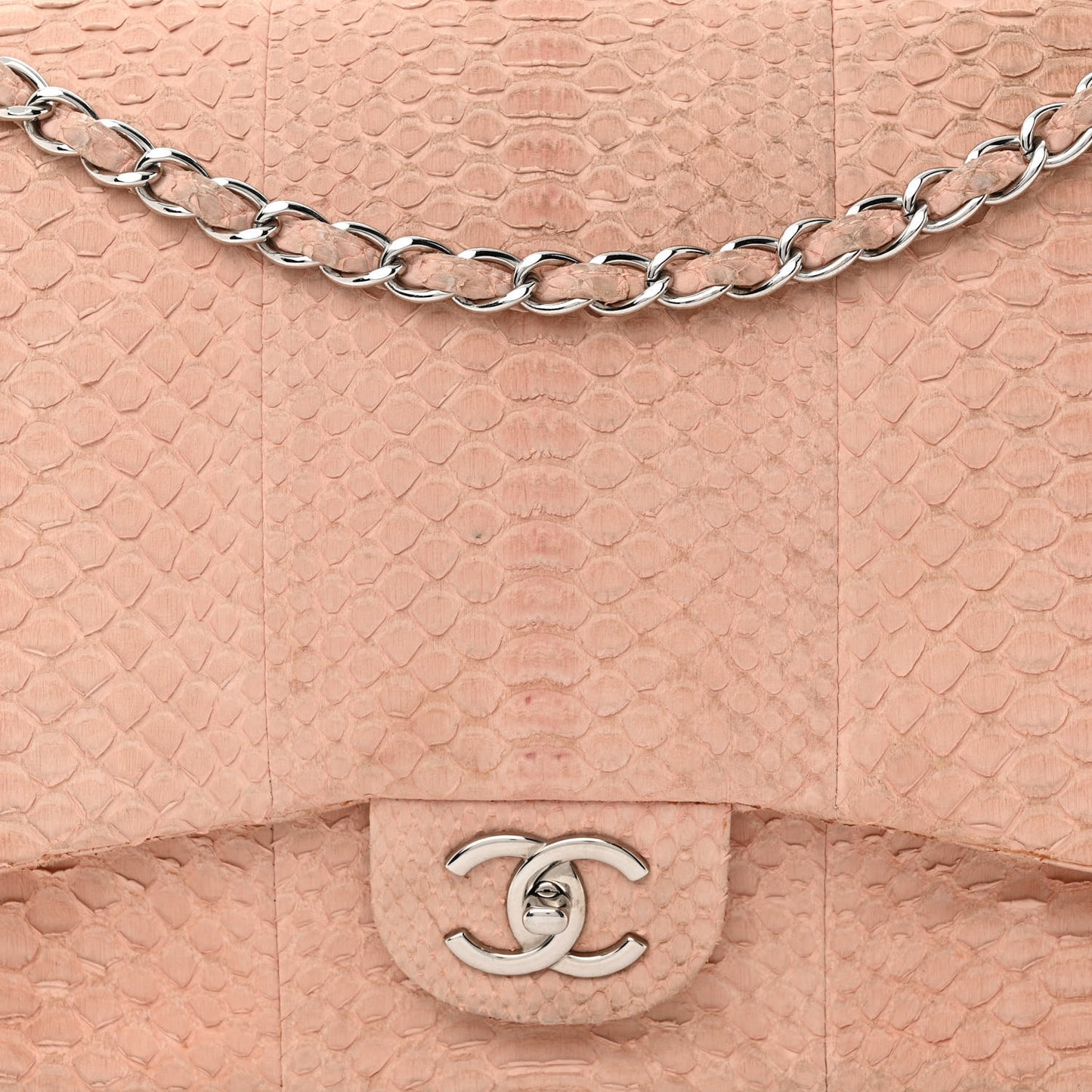 Snakeskin Maxi Double Flap Pink