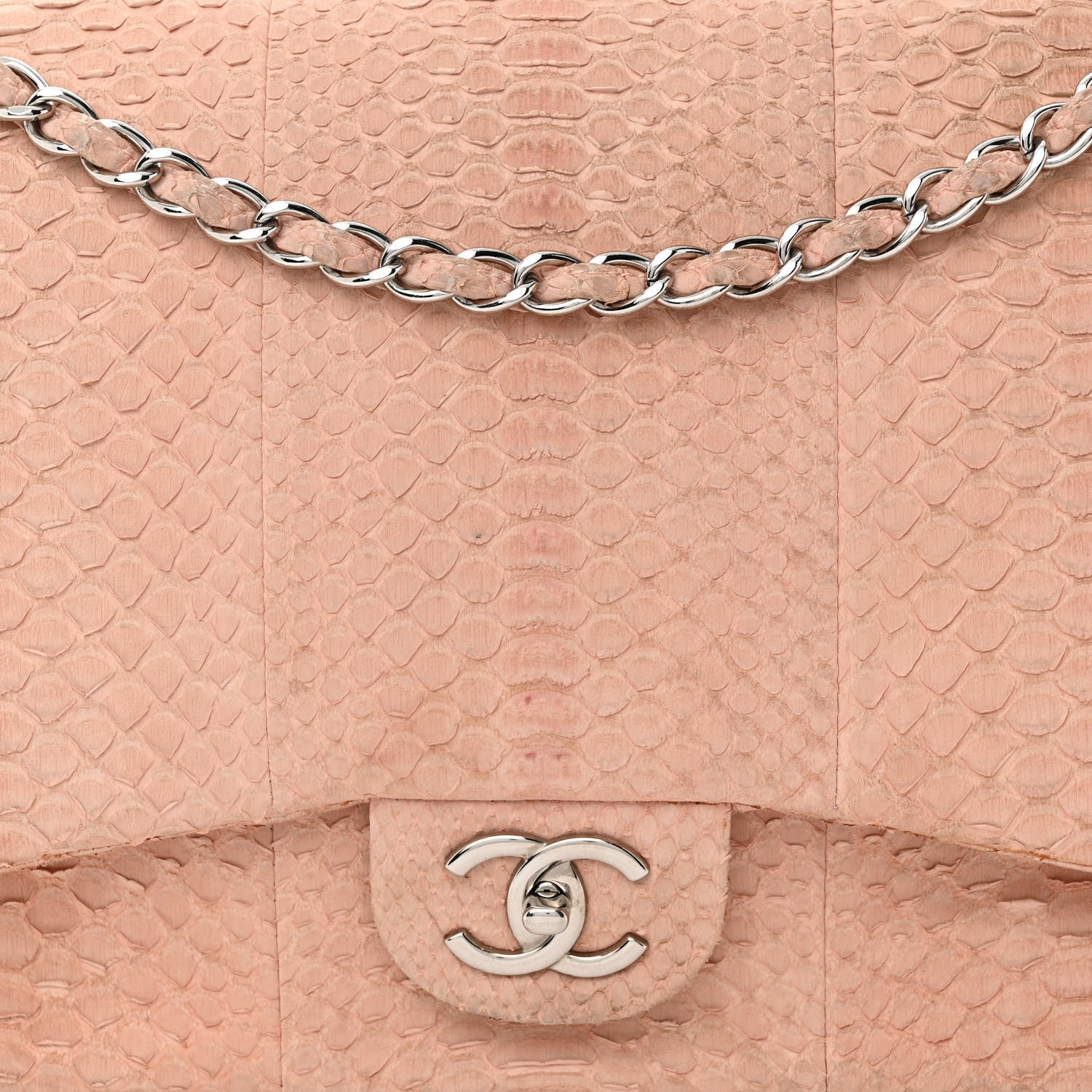 Chanel Snakeskin Maxi Double Flap Pink 8 of 18