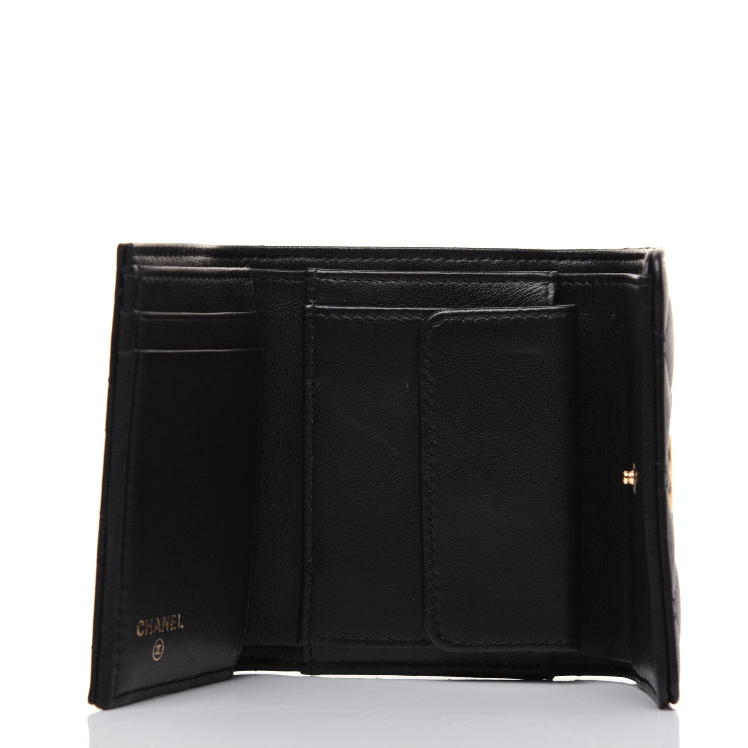 Chanel Lambskin Quilted Small Compact Wallet Black 5 of 13