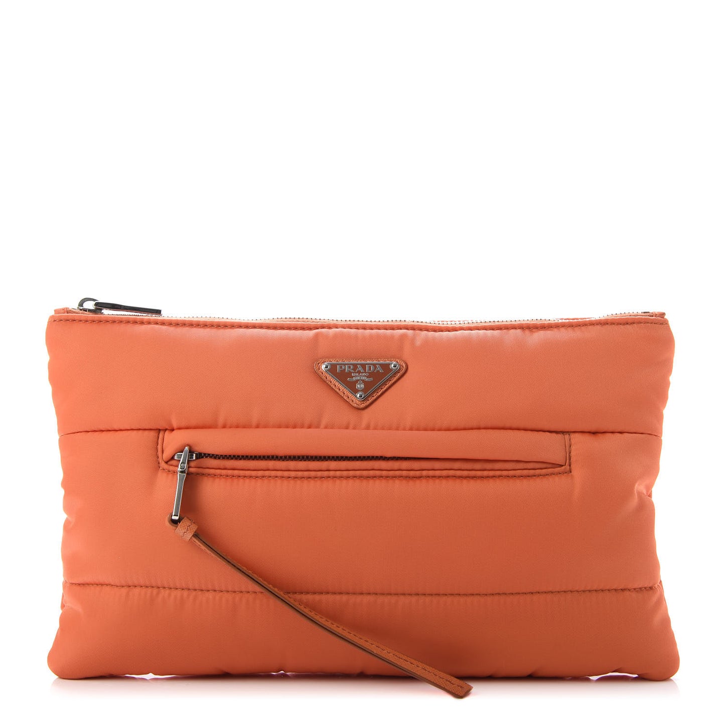 Tessuto Nylon Bomber Clutch Papaya