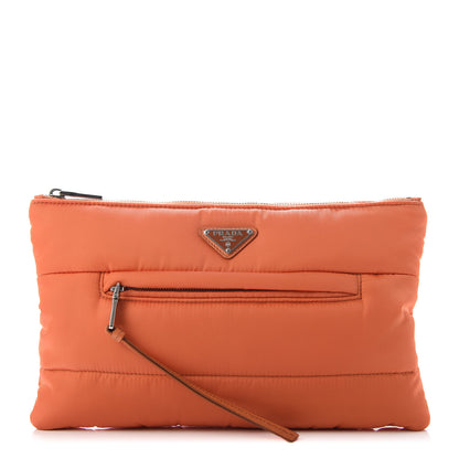 Prada Tessuto Nylon Bomber Clutch Papaya 1 of 10